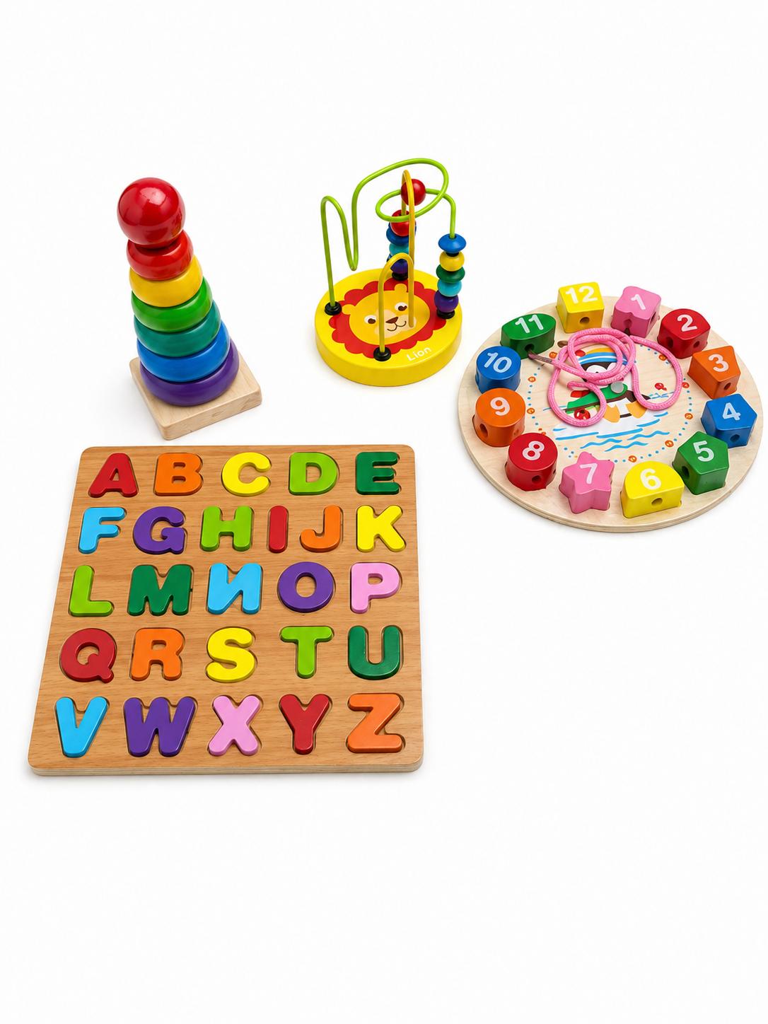 Happy Minds Educatief Houten Speelpakket-ColorFun Montessori Speelset-Smart Kids Wooden Discovery Set-Little Explorer Activity Box
