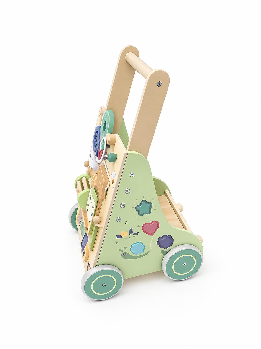 Houten Loopwagen 1 jaar - Babywalker als Looptrainer - Stimuleert motoriek & eerste stapjes - Eindeloos speelplezier (van Xylofoon, vormenstoof tot spiegeltje) - Lara